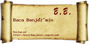 Baca Benjámin névjegykártya